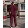 image:imageCOOFANDY Mens 2 Piece Outfit Quarter Zip Short Sleeve Top amp Pants SetDark Red
