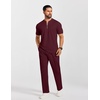 image:imageCOOFANDY Mens 2 Piece Outfit Quarter Zip Short Sleeve Top amp Pants SetDark Red
