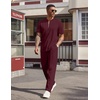 image:imageCOOFANDY Mens 2 Piece Outfit Quarter Zip Short Sleeve Top amp Pants SetDark Red