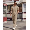 image:imageCOOFANDY Mens 2 Piece Outfit Quarter Zip Short Sleeve Top amp Pants SetKhaki