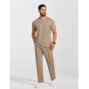image:imageCOOFANDY Mens 2 Piece Outfit Quarter Zip Short Sleeve Top amp Pants SetKhaki