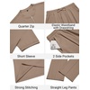 image:imageCOOFANDY Mens 2 Piece Outfit Quarter Zip Short Sleeve Top amp Pants SetKhaki