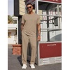 image:imageCOOFANDY Mens 2 Piece Outfit Quarter Zip Short Sleeve Top amp Pants SetKhaki
