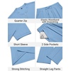 image:imageCOOFANDY Mens 2 Piece Outfit Quarter Zip Short Sleeve Top amp Pants SetLight Blue