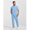 image:imageCOOFANDY Mens 2 Piece Outfit Quarter Zip Short Sleeve Top amp Pants SetLight Blue