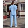 image:imageCOOFANDY Mens 2 Piece Outfit Quarter Zip Short Sleeve Top amp Pants SetLight Blue