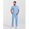 image:imageCOOFANDY Mens 2 Piece Outfit Quarter Zip Short Sleeve Top amp Pants SetLight Blue