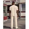 image:imageCOOFANDY Mens 2 Piece Outfit Quarter Zip Short Sleeve Top amp Pants SetLight Khaki