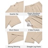 image:imageCOOFANDY Mens 2 Piece Outfit Quarter Zip Short Sleeve Top amp Pants SetLight Khaki