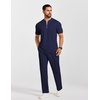 image:imageCOOFANDY Mens 2 Piece Outfit Quarter Zip Short Sleeve Top amp Pants SetNavy Blue