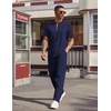 image:imageCOOFANDY Mens 2 Piece Outfit Quarter Zip Short Sleeve Top amp Pants SetNavy Blue