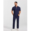 image:imageCOOFANDY Mens 2 Piece Outfit Quarter Zip Short Sleeve Top amp Pants SetNavy Blue