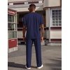 image:imageCOOFANDY Mens 2 Piece Outfit Quarter Zip Short Sleeve Top amp Pants SetNavy Blue