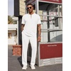 image:imageCOOFANDY Mens 2 Piece Outfit Quarter Zip Short Sleeve Top amp Pants SetWhite