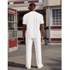 image:imageCOOFANDY Mens 2 Piece Outfit Quarter Zip Short Sleeve Top amp Pants SetWhite