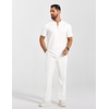 image:imageCOOFANDY Mens 2 Piece Outfit Quarter Zip Short Sleeve Top amp Pants SetWhite