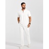 image:imageCOOFANDY Mens 2 Piece Outfit Quarter Zip Short Sleeve Top amp Pants SetWhite