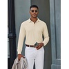 image:imageCOOFANDY Mens Long Sleeve Polo Shirts Classic Cotton Pique Polo ShirtsBeige