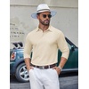 image:imageCOOFANDY Mens Long Sleeve Polo Shirts Classic Cotton Pique Polo ShirtsBeige