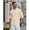 image:imageCOOFANDY Mens Long Sleeve Polo Shirts Classic Cotton Pique Polo ShirtsBeige