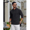 image:imageCOOFANDY Mens Long Sleeve Polo Shirts Classic Cotton Pique Polo ShirtsBlack