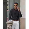 image:imageCOOFANDY Mens Long Sleeve Polo Shirts Classic Cotton Pique Polo ShirtsBlack