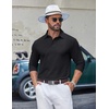 image:imageCOOFANDY Mens Long Sleeve Polo Shirts Classic Cotton Pique Polo ShirtsBlack