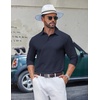 image:imageCOOFANDY Mens Long Sleeve Polo Shirts Classic Cotton Pique Polo ShirtsDark Blue