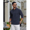 image:imageCOOFANDY Mens Long Sleeve Polo Shirts Classic Cotton Pique Polo ShirtsDark Blue