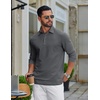 image:imageCOOFANDY Mens Long Sleeve Polo Shirts Classic Cotton Pique Polo ShirtsDark Grey