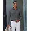 image:imageCOOFANDY Mens Long Sleeve Polo Shirts Classic Cotton Pique Polo ShirtsDark Grey