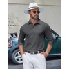 image:imageCOOFANDY Mens Long Sleeve Polo Shirts Classic Cotton Pique Polo ShirtsDark Grey