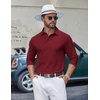 image:imageCOOFANDY Mens Long Sleeve Polo Shirts Classic Cotton Pique Polo ShirtsDark Red