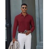 image:imageCOOFANDY Mens Long Sleeve Polo Shirts Classic Cotton Pique Polo ShirtsDark Red