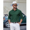 image:imageCOOFANDY Mens Long Sleeve Polo Shirts Classic Cotton Pique Polo ShirtsGreen