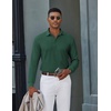 image:imageCOOFANDY Mens Long Sleeve Polo Shirts Classic Cotton Pique Polo ShirtsGreen
