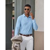 image:imageCOOFANDY Mens Long Sleeve Polo Shirts Classic Cotton Pique Polo ShirtsLight Blue