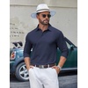 image:imageCOOFANDY Mens Long Sleeve Polo Shirts Classic Cotton Pique Polo ShirtsNavy Blue