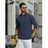 image:imageCOOFANDY Mens Long Sleeve Polo Shirts Classic Cotton Pique Polo ShirtsNavy Blue