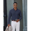 image:imageCOOFANDY Mens Long Sleeve Polo Shirts Classic Cotton Pique Polo ShirtsNavy Blue