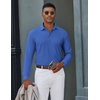 image:imageCOOFANDY Mens Long Sleeve Polo Shirts Classic Cotton Pique Polo ShirtsSky Blue