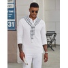 image:imageCOOFANDY Mens Long Sleeve Polo Shirts Classic Cotton Pique Polo ShirtsWhite