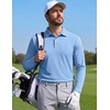 image:imageCOOFANDY Mens Polo Shirts Long Sleeve UPF 50 Moisture Wicking Golf ShirtSky Blue