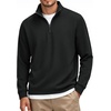 image:imageCOOFANDY Mens Quarter Zip Pullover FleeceLined Mock Neck Sweatshirt CasualAll Black
