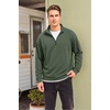 image:imageCOOFANDY Mens Quarter Zip Pullover FleeceLined Mock Neck Sweatshirt CasualArmy Green