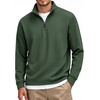 image:imageCOOFANDY Mens Quarter Zip Pullover FleeceLined Mock Neck Sweatshirt CasualArmy Green