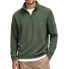 image:imageCOOFANDY Mens Quarter Zip Pullover FleeceLined Mock Neck Sweatshirt CasualArmy Green