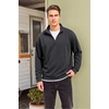 image:imageCOOFANDY Mens Quarter Zip Pullover FleeceLined Mock Neck Sweatshirt CasualDrak Grey