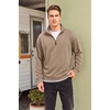 image:imageCOOFANDY Mens Quarter Zip Pullover FleeceLined Mock Neck Sweatshirt CasualKhaki