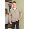 image:imageCOOFANDY Mens Quarter Zip Pullover FleeceLined Mock Neck Sweatshirt CasualLight Khaki